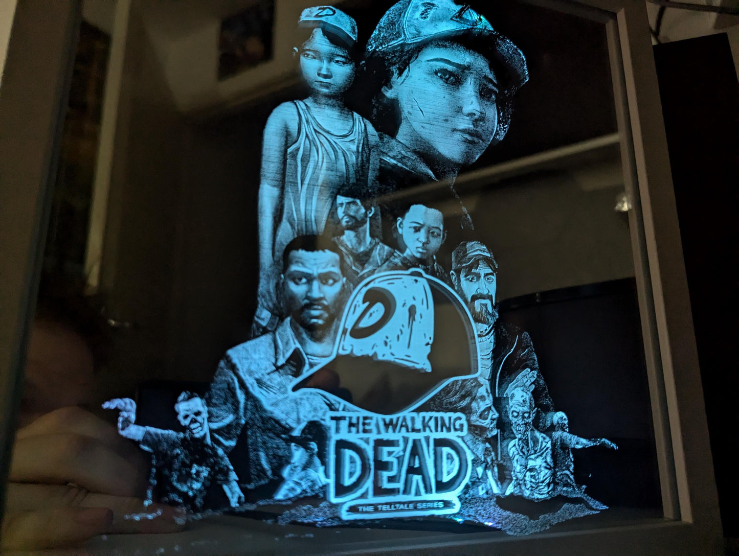 Telltale the walking dead - Lee and Clementine - Laser engraved backlit mirror - Great gift - custom design