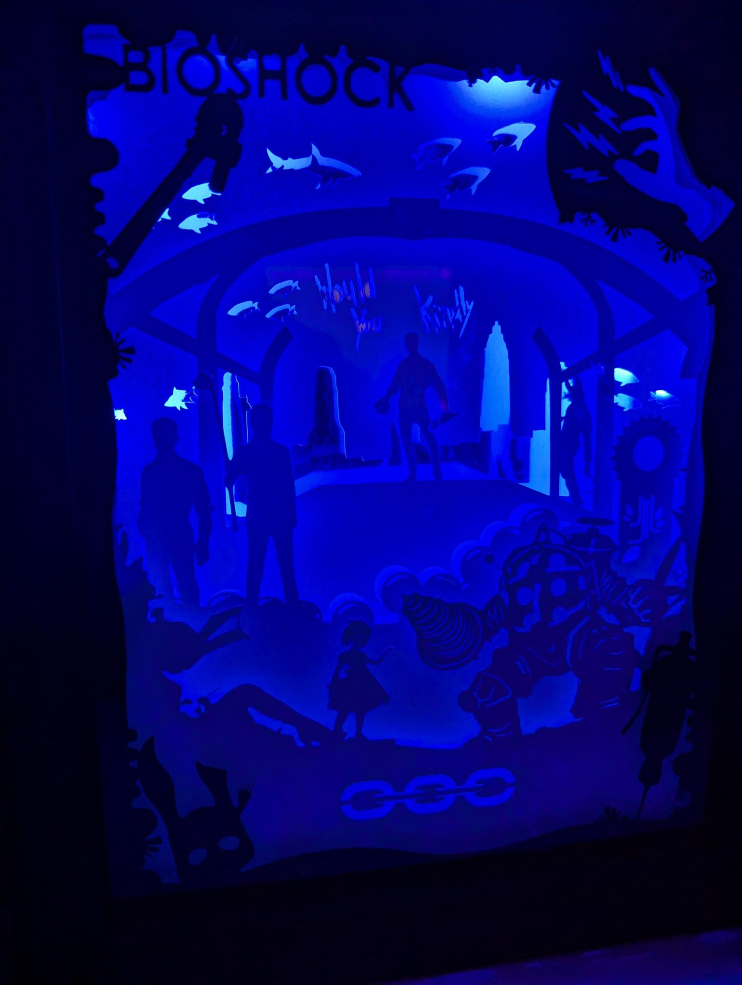 Bioshock - Lightbox, Shadowbox, Video Game Decor, unique piece, Geek gift, Gaming room decor