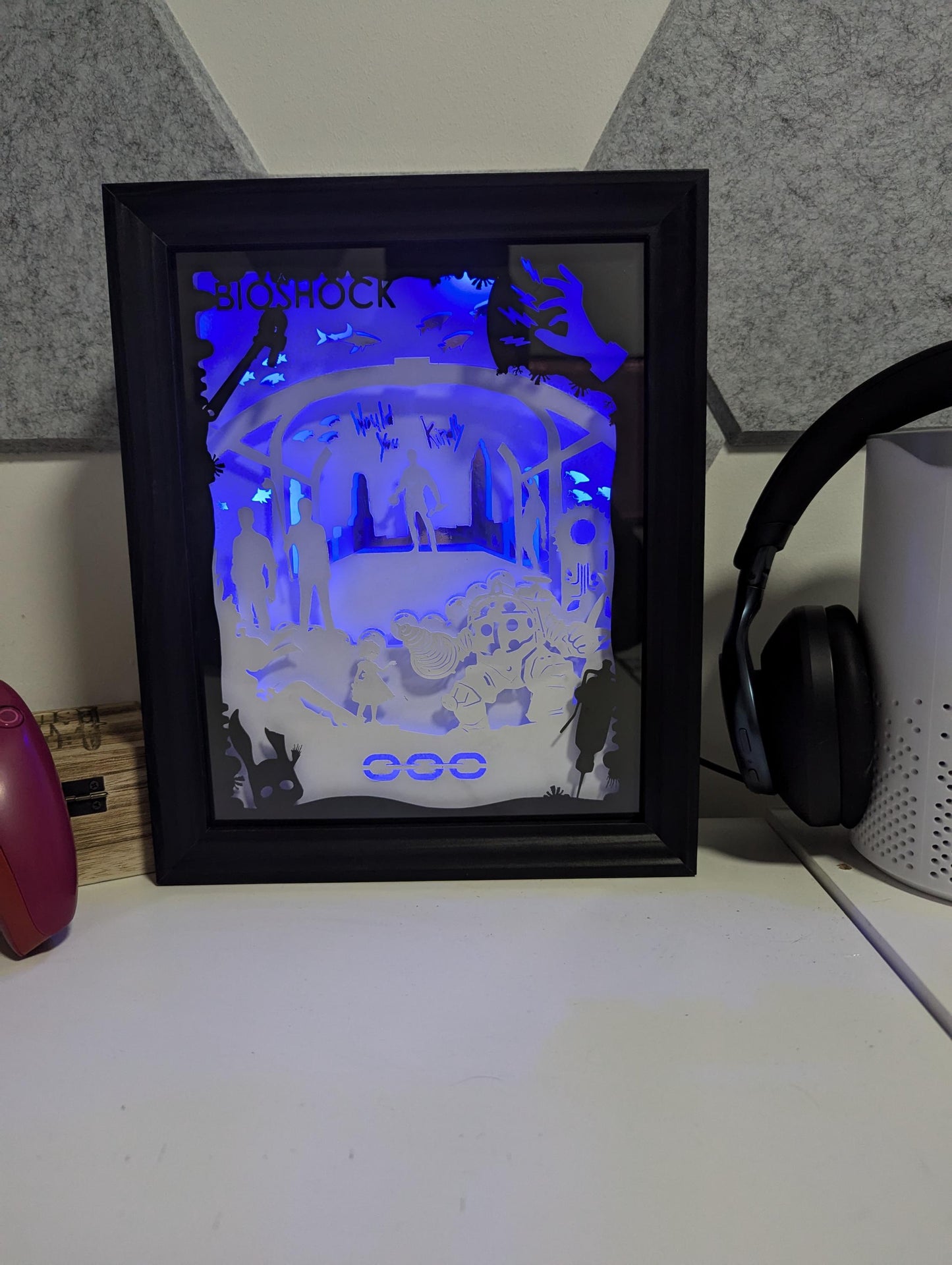 Bioshock - Lightbox, Shadowbox, Video Game Decor, unique piece, Geek gift, Gaming room decor