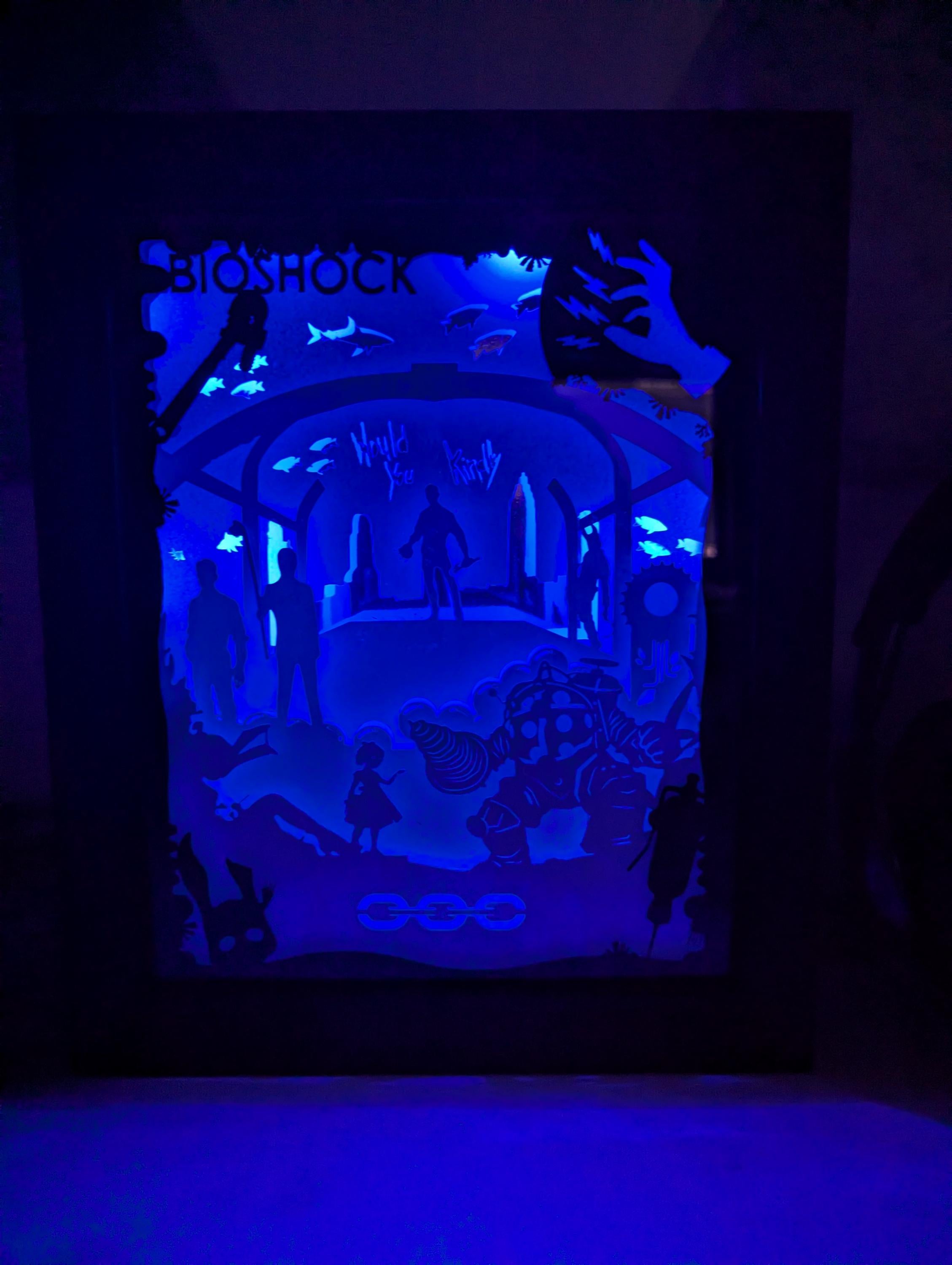 Bioshock - Lightbox, Shadowbox, Video Game Decor, unique piece, Geek gift, Gaming room decor