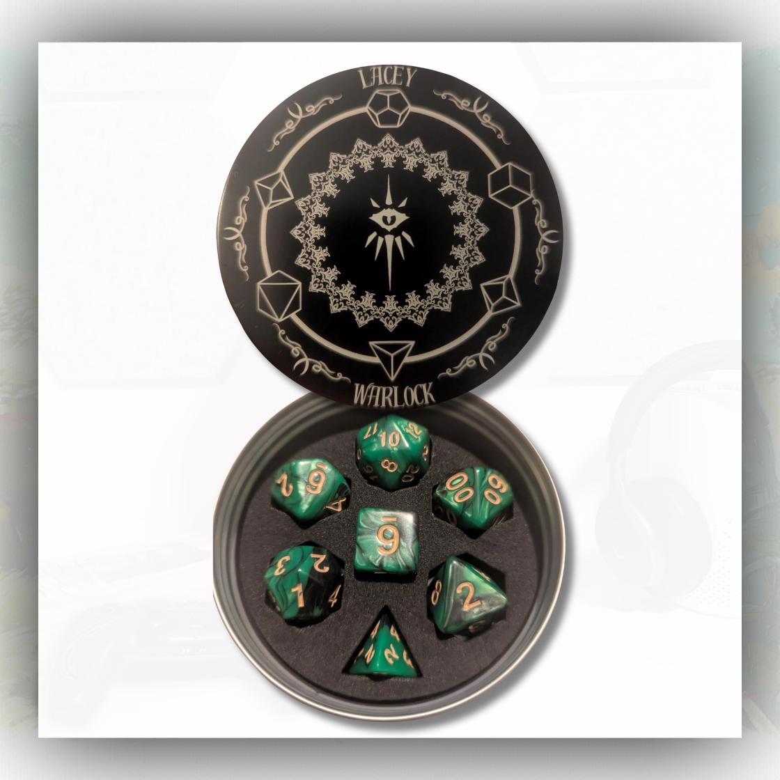 D&D - Engraved dice tin - gift set - unique gift - DND - personalised - includes dice