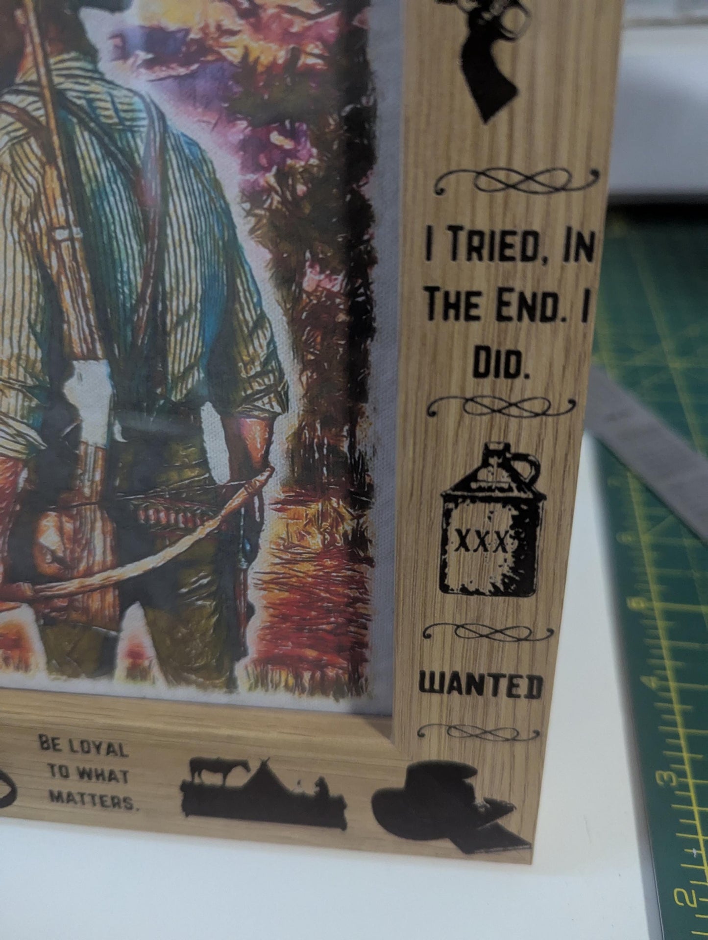 Red Dead Redemption 2 - Custom engraved frame with Arthur Morgan watercolour print - video game art - RDR2 - 22.5cm by 17.5cm - 7 x 5