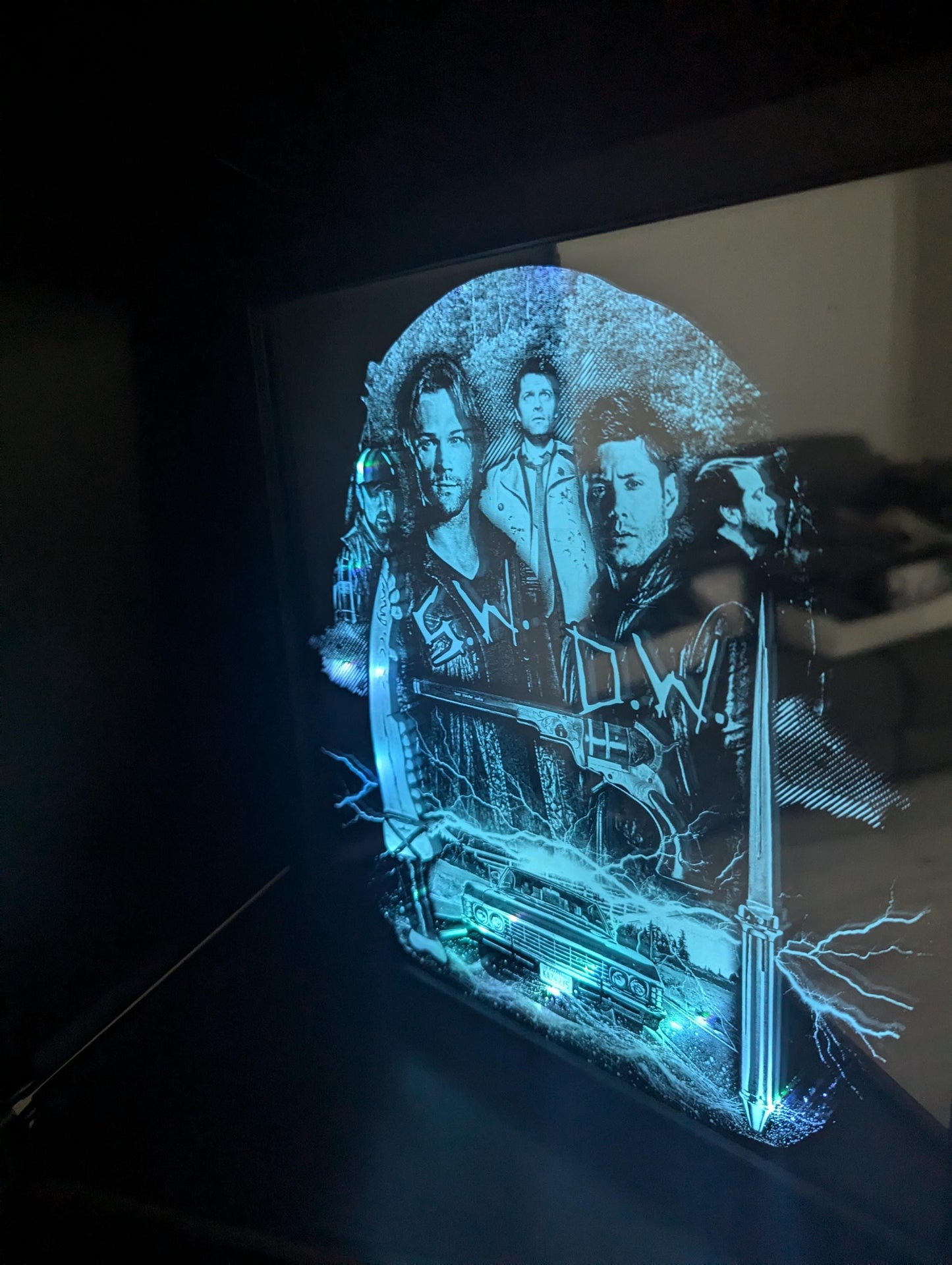 Supernatural - Sam and Dean - Laser engraved backlit mirror - unique item