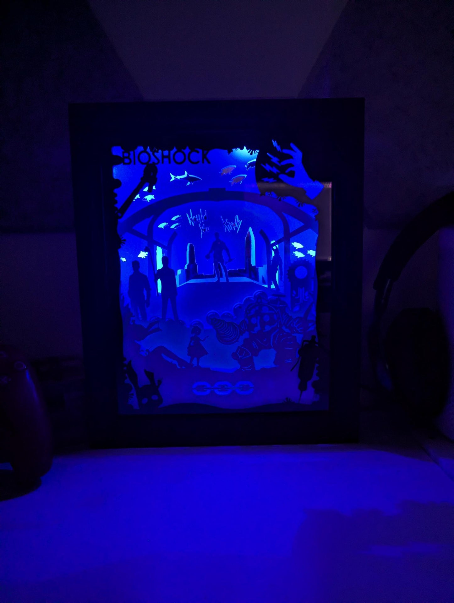 Bioshock - Lightbox, Shadowbox, Video Game Decor, unique piece, Geek gift, Gaming room decor