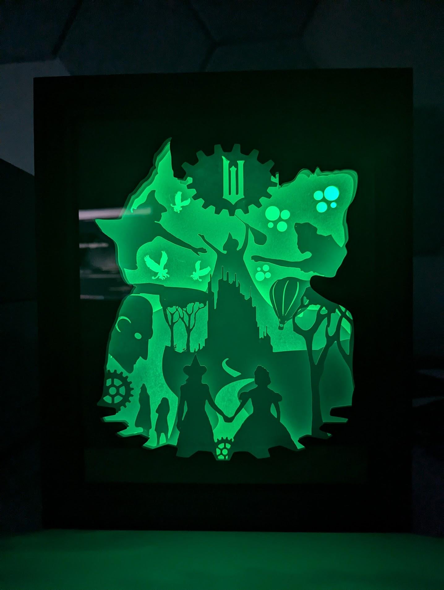 Wicked - Lightbox - Shadowbox, 3D Paper art, Unique Gift, Glinda and Elphaba