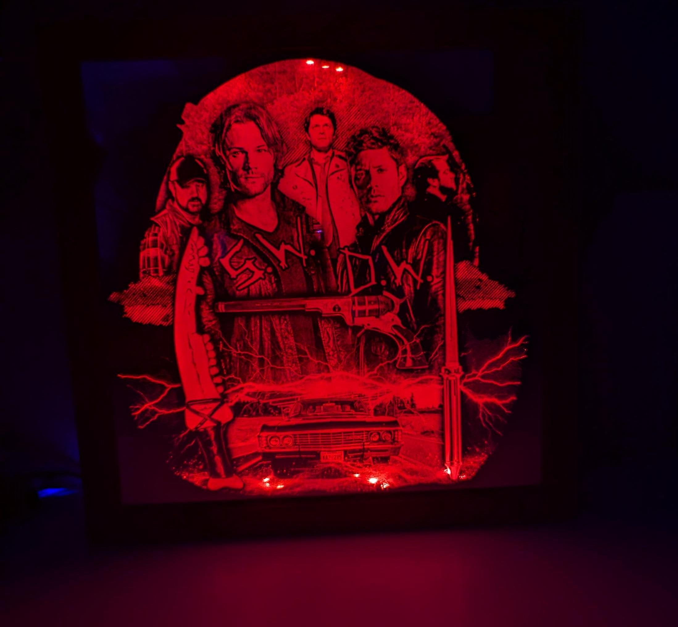 Supernatural - Sam and Dean - Laser engraved backlit mirror - unique item