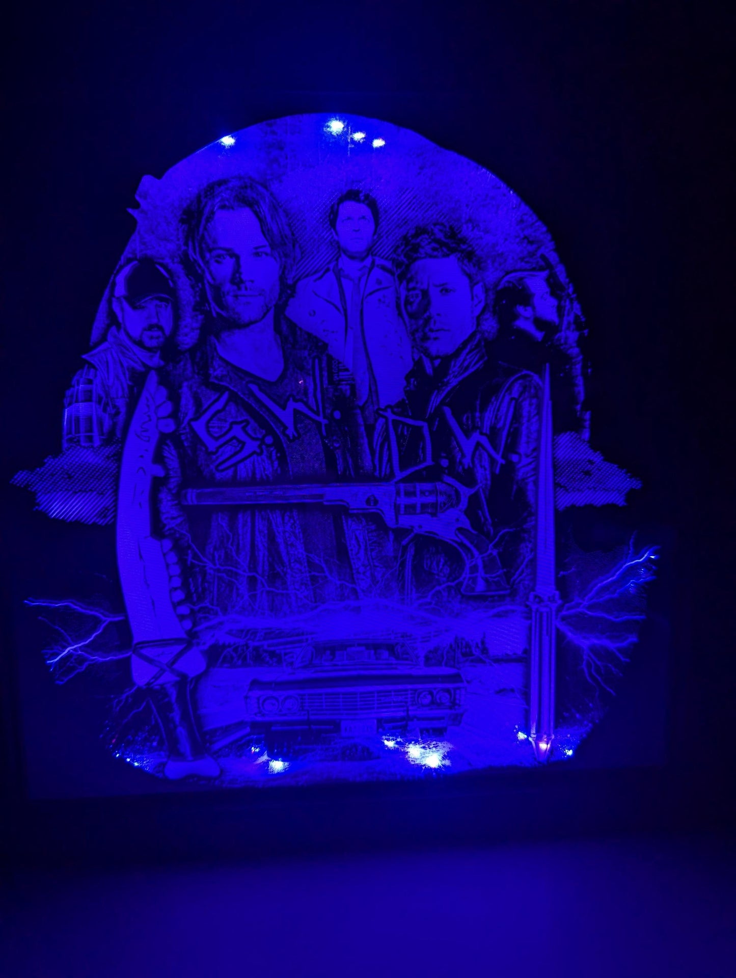 Supernatural - Sam and Dean - Laser engraved backlit mirror - unique item