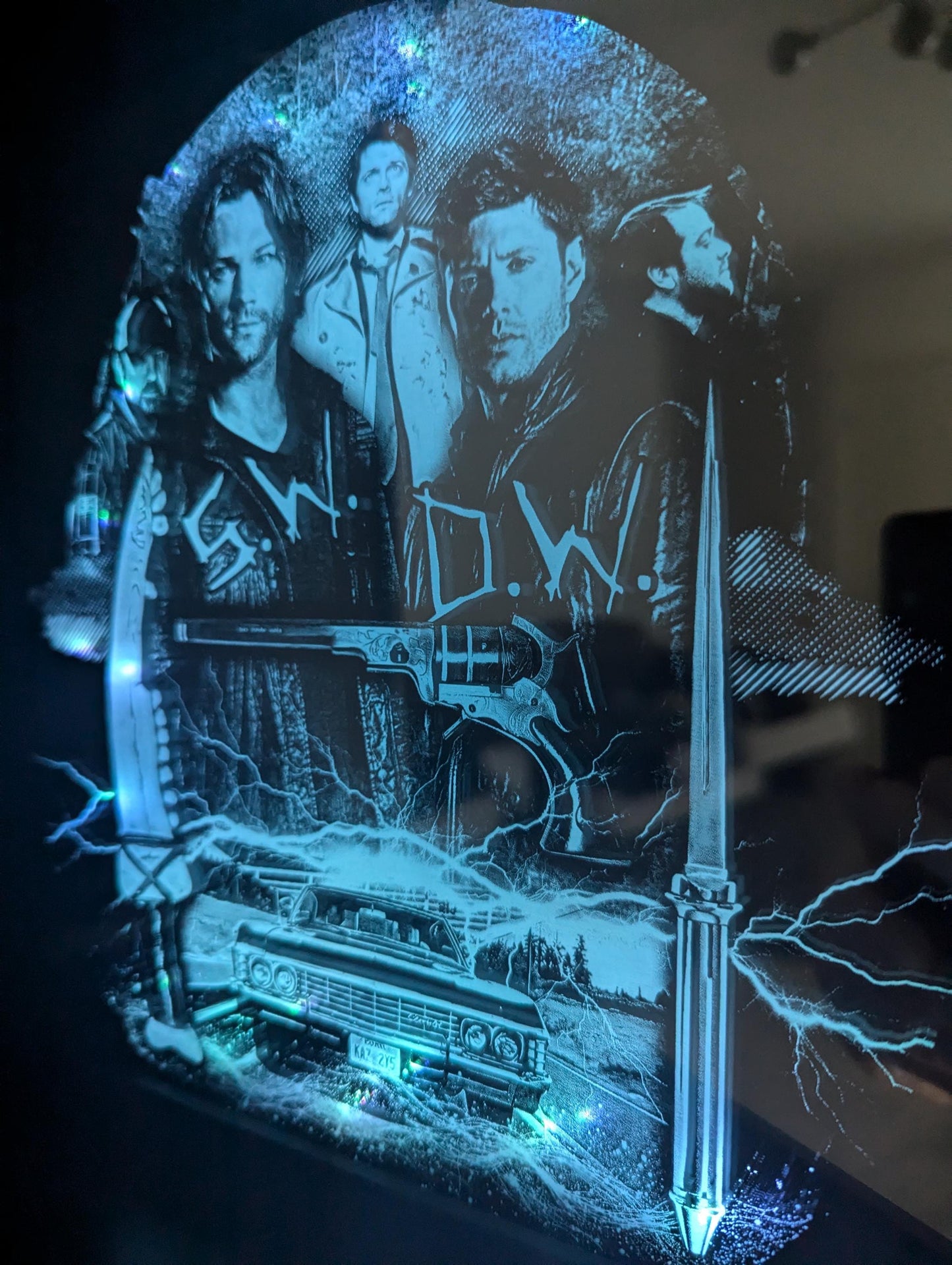 Supernatural - Sam and Dean - Laser engraved backlit mirror - unique item