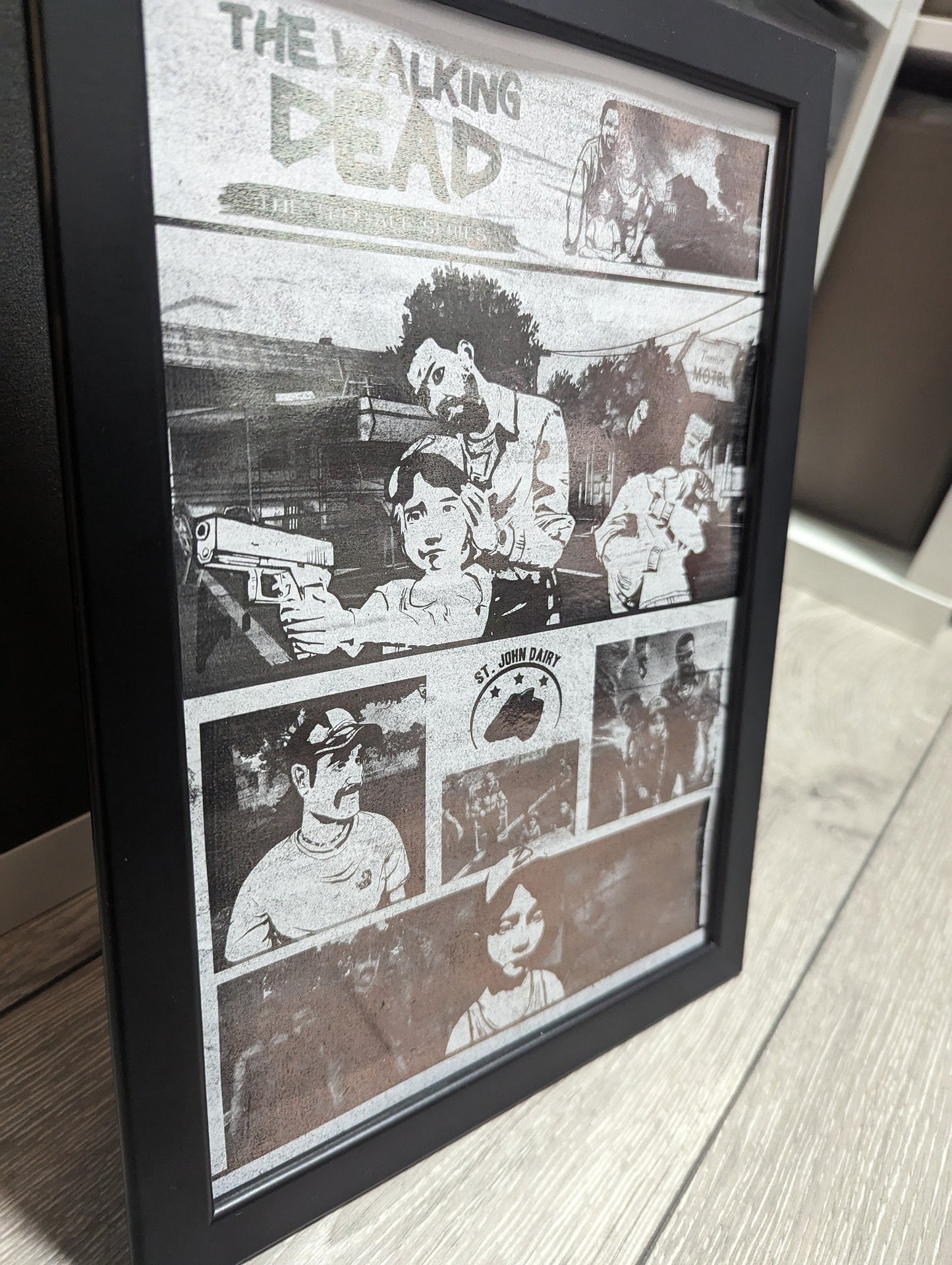 Telltale the walking Dead- Clem and Lee - Foil Print - Video game Wall Decor - Unique Gift