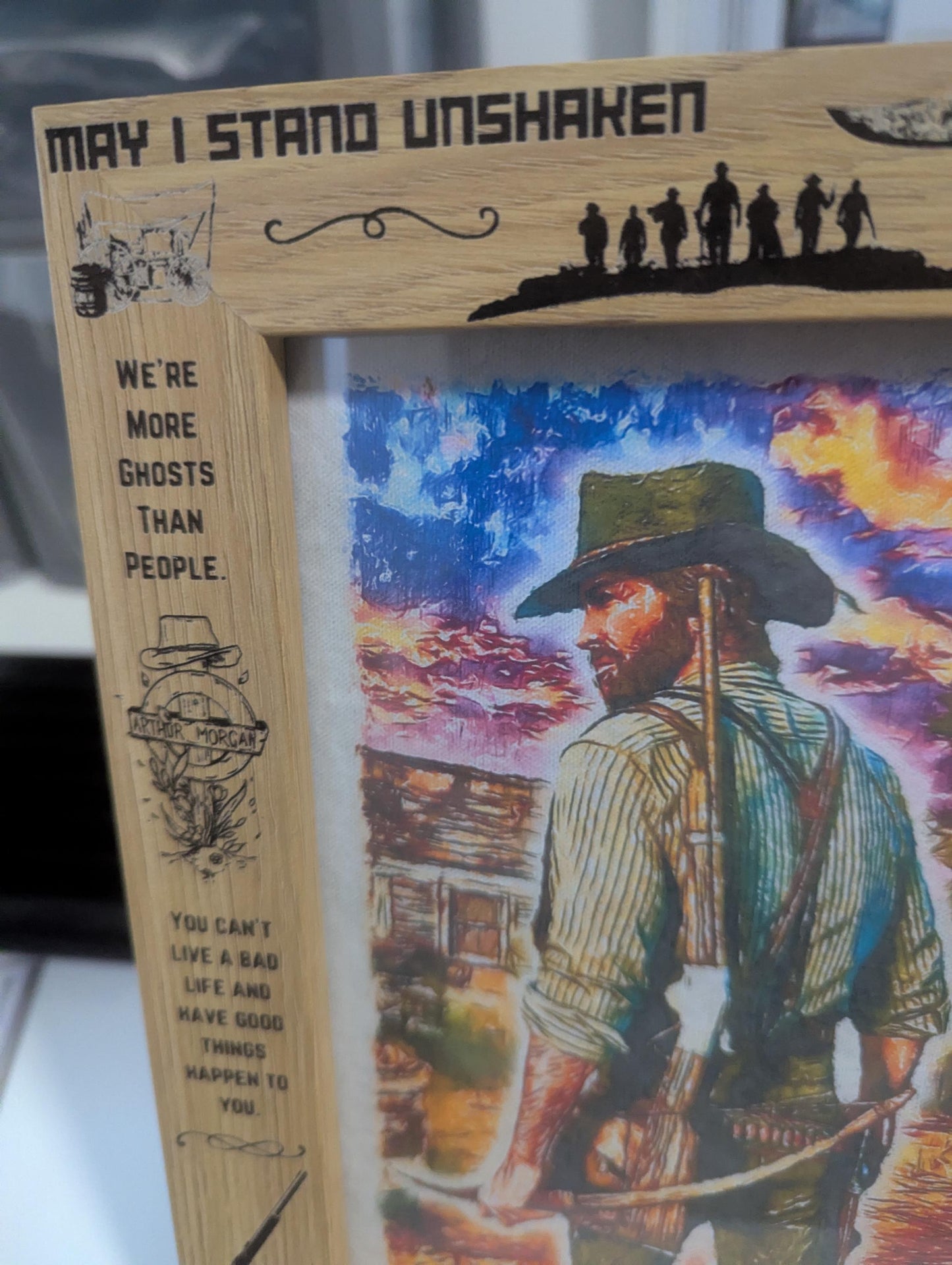 Red Dead Redemption 2 - Custom engraved frame with Arthur Morgan watercolour print - video game art - RDR2 - 22.5cm by 17.5cm - 7 x 5