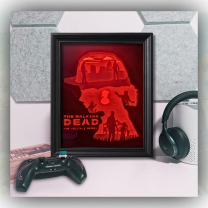 Telltale the walking dead - Lee and Clementine Shadowbox / Lightbox, Great gift, game room decor