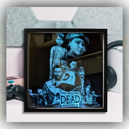 Telltale the walking dead - Lee and Clementine - Laser engraved backlit mirror - Great gift - custom design