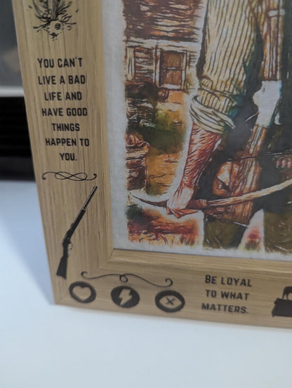 Red Dead Redemption 2 - Custom engraved frame with Arthur Morgan watercolour print - video game art - RDR2 - 22.5cm by 17.5cm - 7 x 5