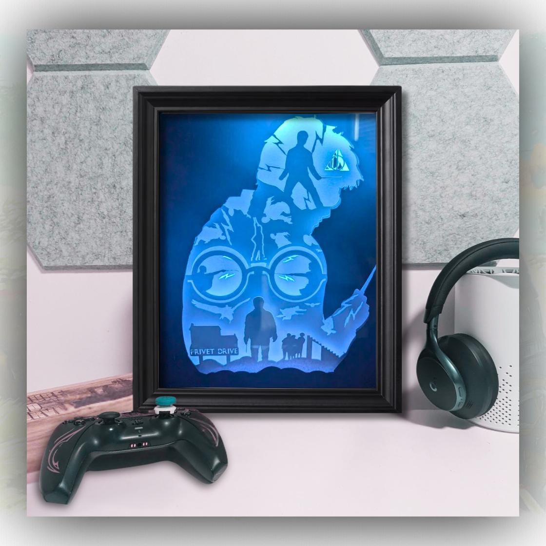 HP Wizard - Lightbox - Shadowbox, 3D Paper art, Unique Gift